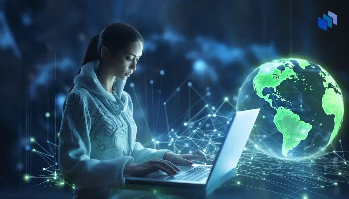 Image d'une femme sur son ordinateur